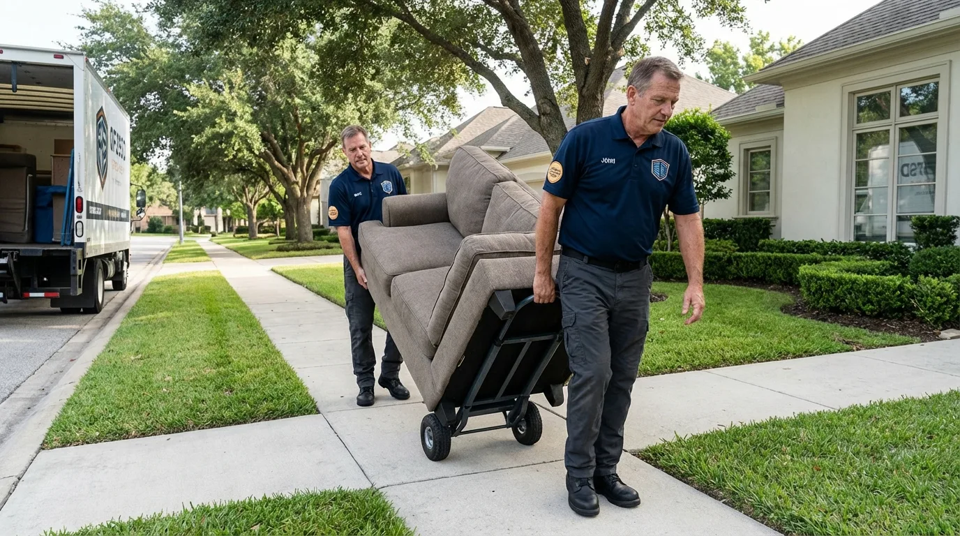 Local residential moving crew loading furniture in Little Chute, WI